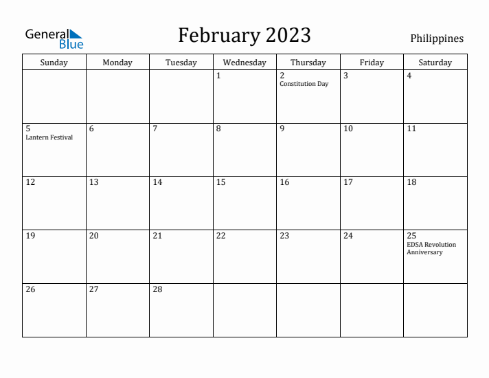 February 2023 Calendar Philippines