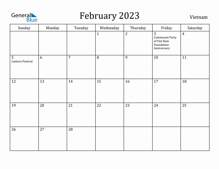 February 2023 Calendar Vietnam