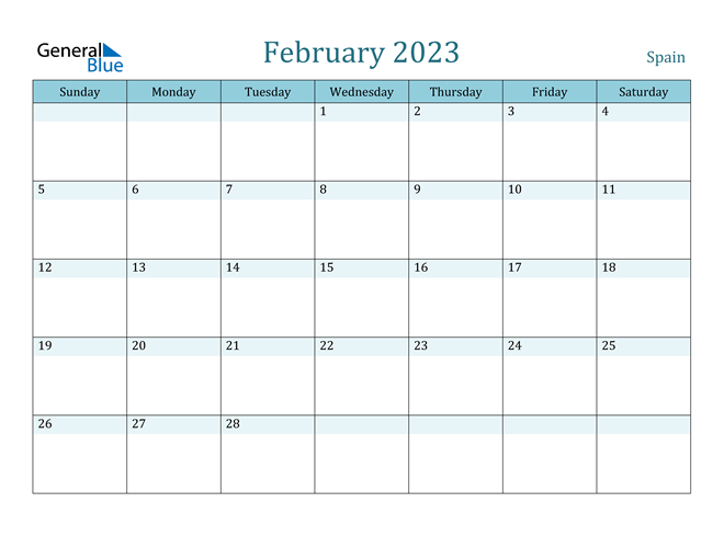 February 2023 Calendar with Spain Holidays