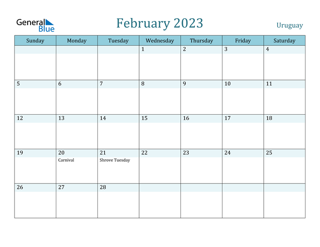 February 2023 Calendar with Holidays in PDF, Word, and Excel