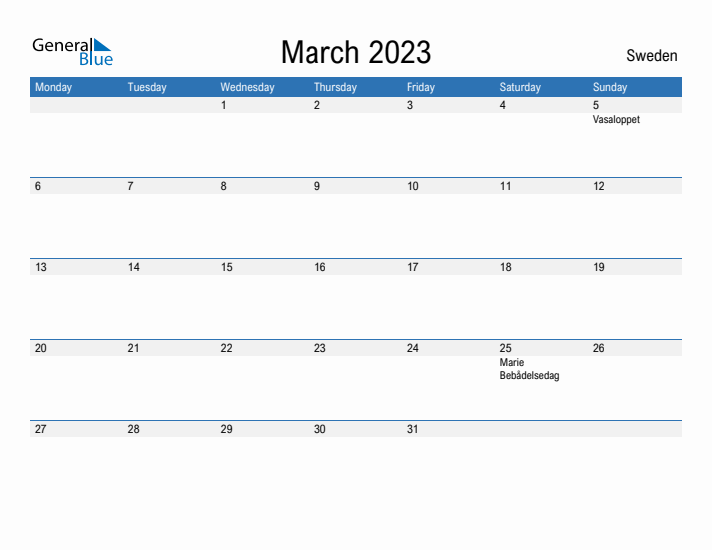 Fillable March 2023 Calendar
