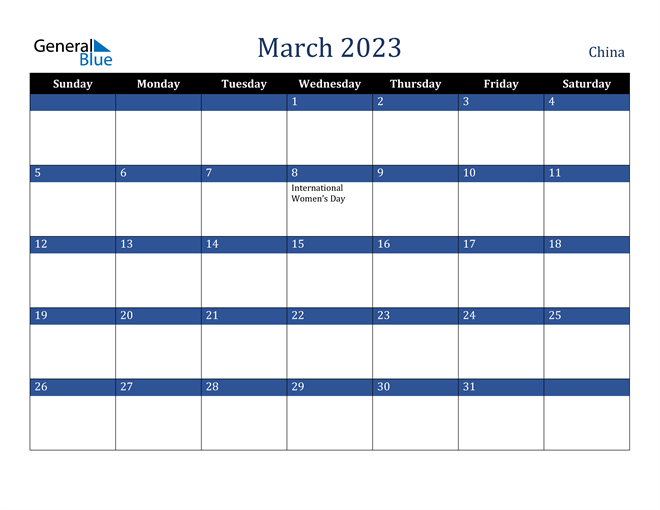 March 2023 China Calendar