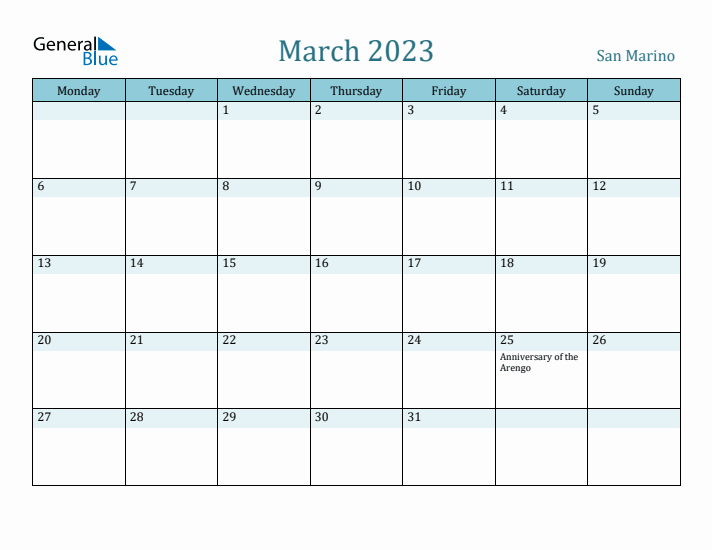 March 2023 Calendar with Holidays