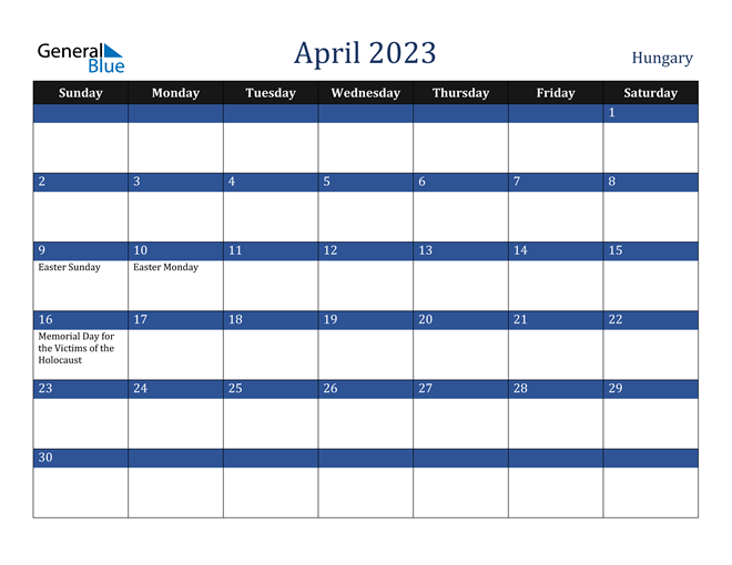 April 2023 Hungary Calendar