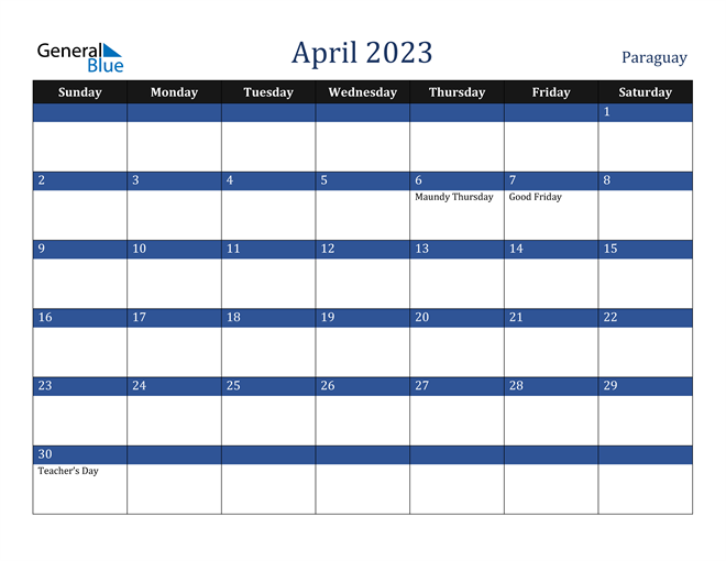 April 2023 Paraguay Calendar