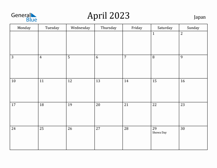 April 2023 Calendar Japan