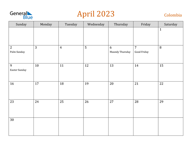 April 2023 Holiday Calendar