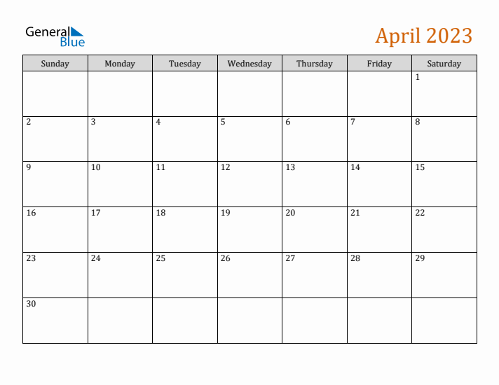 Editable April 2023 Calendar