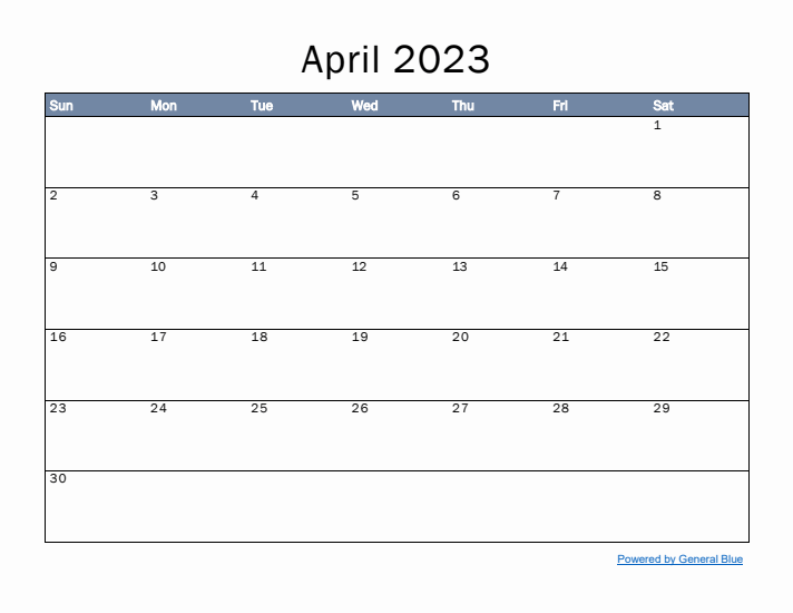 April 2023 Monthly Calendar (PDF, Word, Excel)