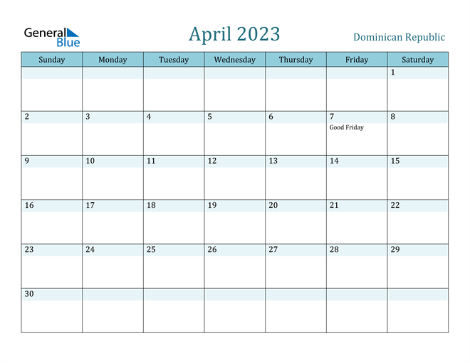Dominican Republic April 2023 Calendar With Holidays