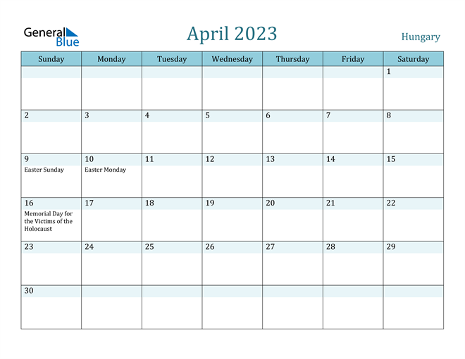April 2023 Calendar with Holidays in PDF, Word, and Excel