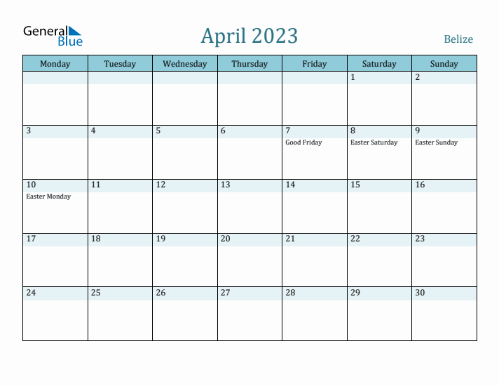 April 2023 Calendar with Holidays