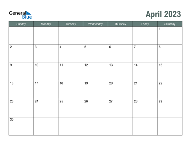  Free Printable April 2023 Calendar