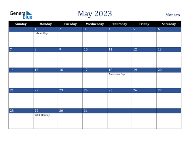May 2023 Monaco Calendar