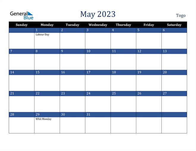 May 2023 Togo Calendar