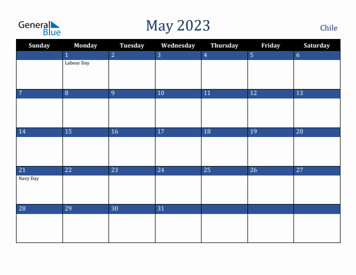 May 2023 Chile Calendar (Sunday Start)