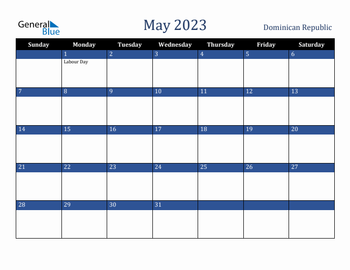 May 2023 Dominican Republic Calendar (Sunday Start)