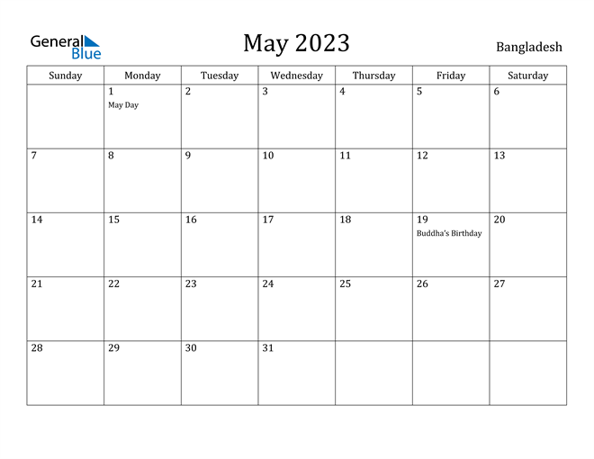 May 2023 Calendar Bangladesh