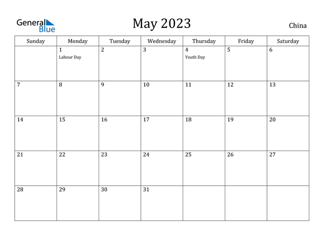 May 2023 Calendar China