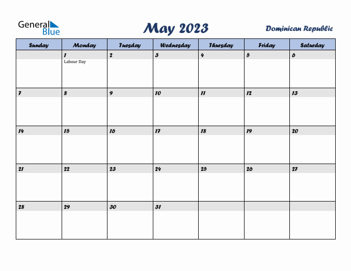 May 2023 Calendar with Holidays in Dominican Republic