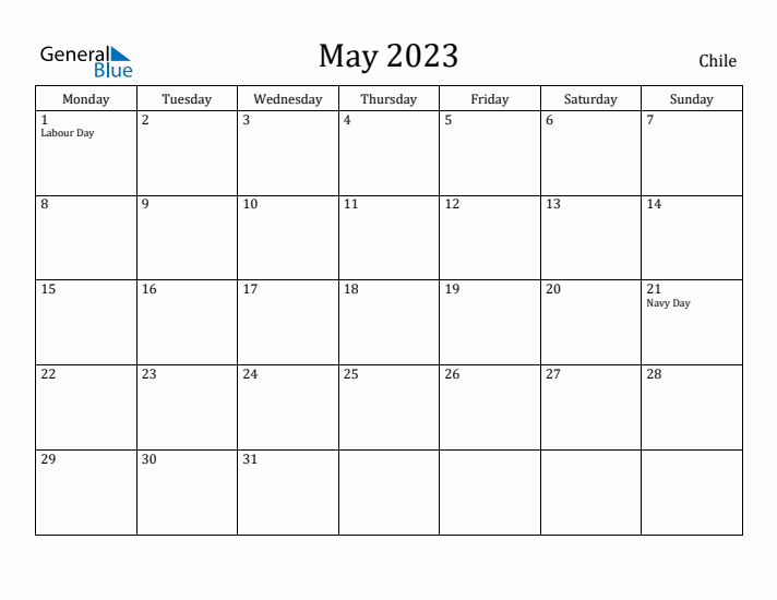 May 2023 Calendar Chile
