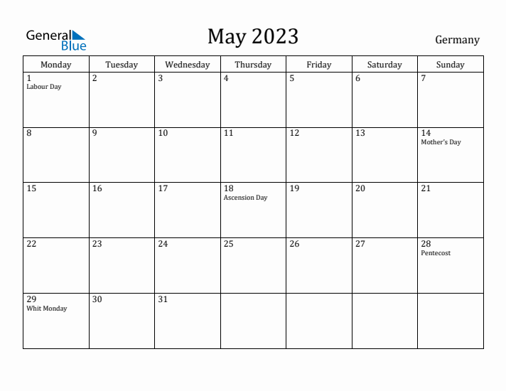 May 2023 Calendar Germany