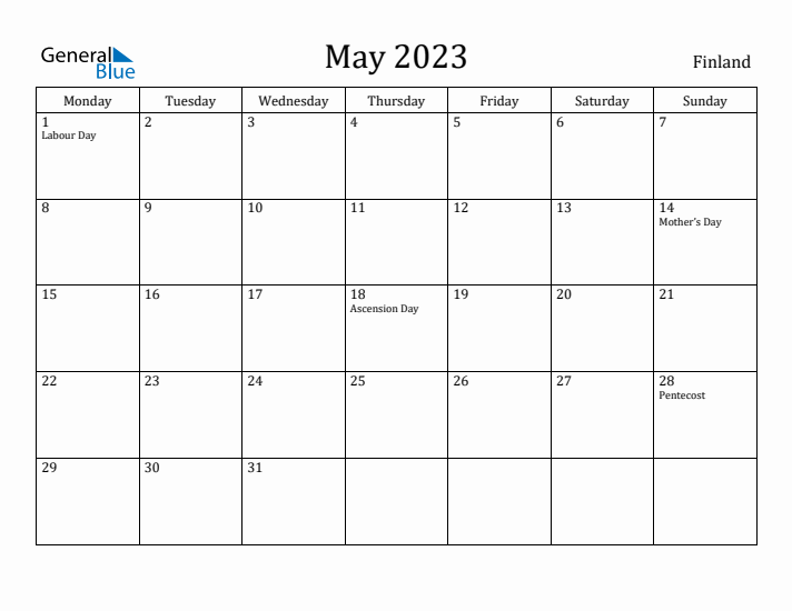 May 2023 Calendar Finland