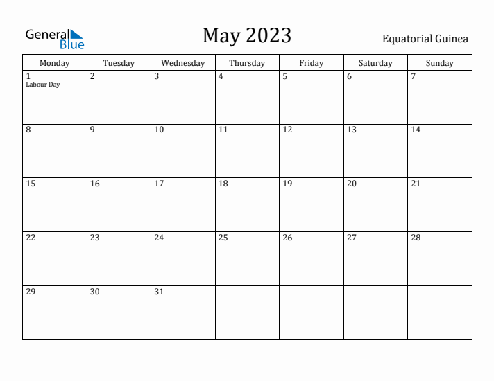 May 2023 Calendar Equatorial Guinea