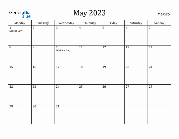 May 2023 Calendar Mexico