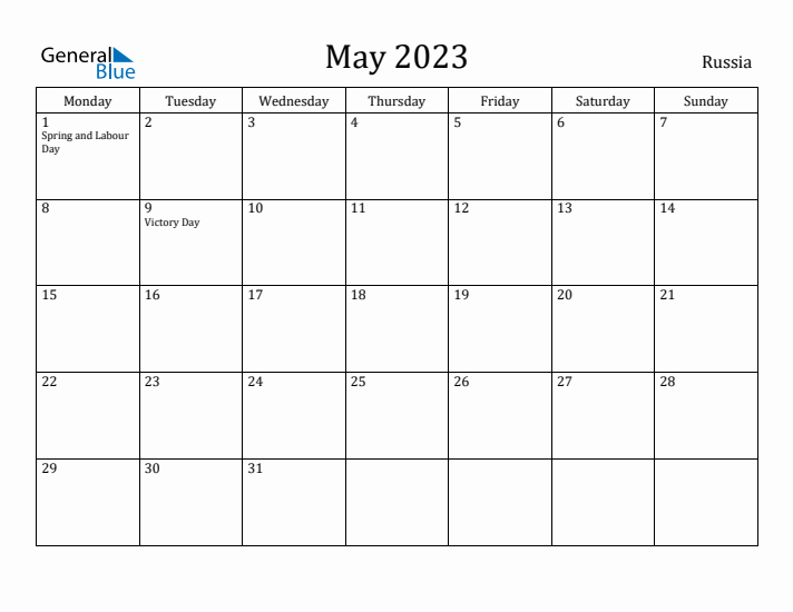 May 2023 Calendar Russia