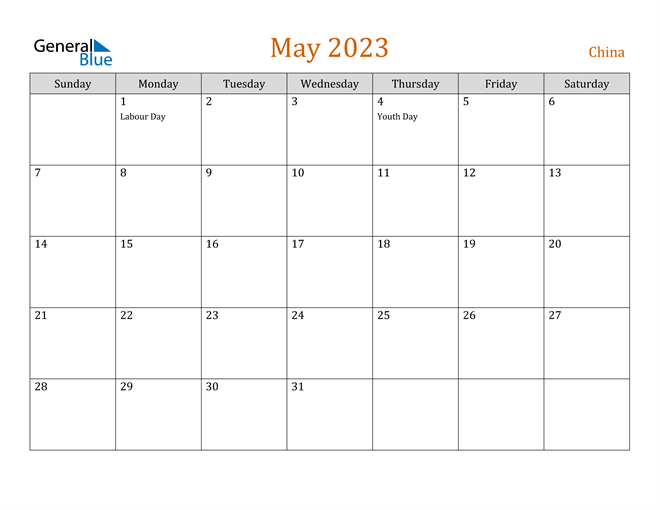 May 2023 Holiday Calendar