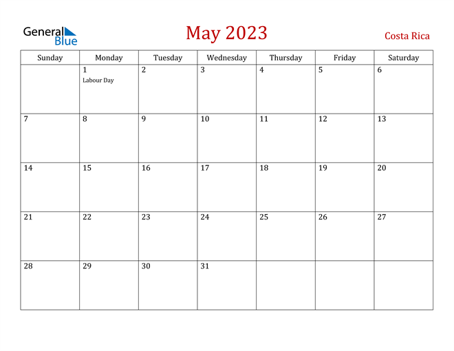 Costa Rica May 2023 Calendar