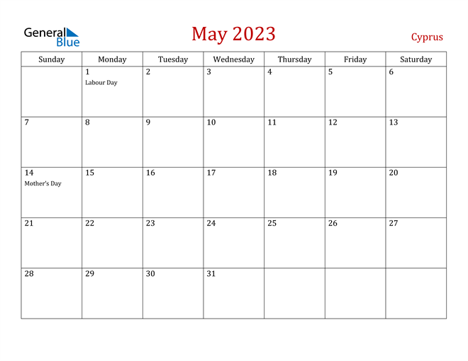 Cyprus May 2023 Calendar