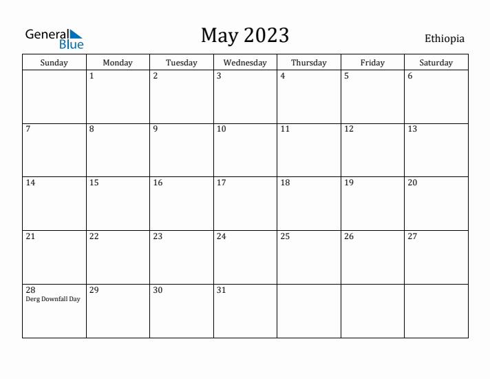 May 2023 Calendar Ethiopia
