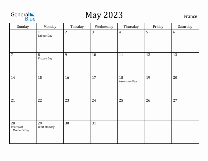 May 2023 Calendar France