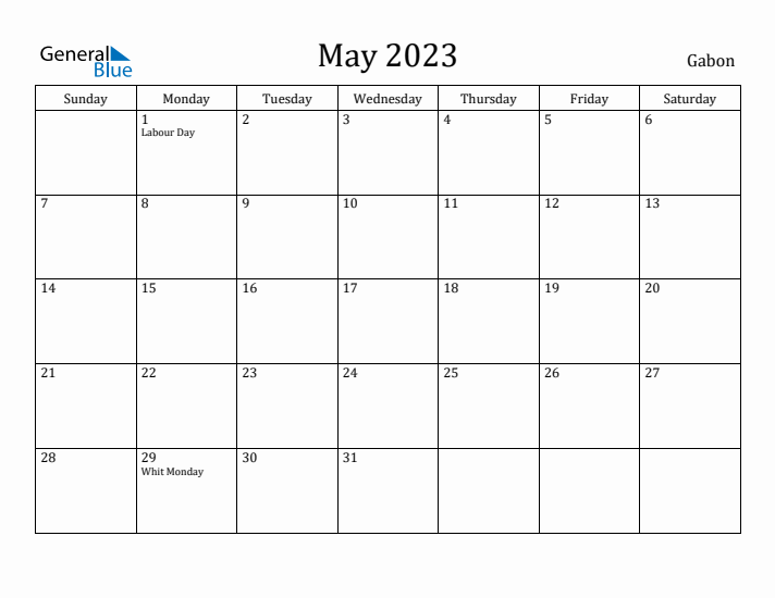 May 2023 Calendar Gabon