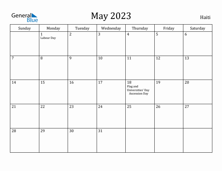 May 2023 Calendar Haiti