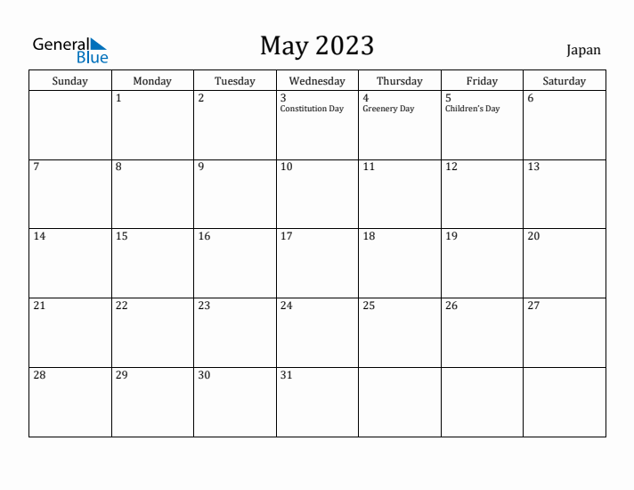 May 2023 Calendar Japan
