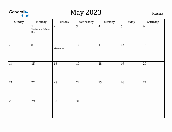 May 2023 Calendar Russia