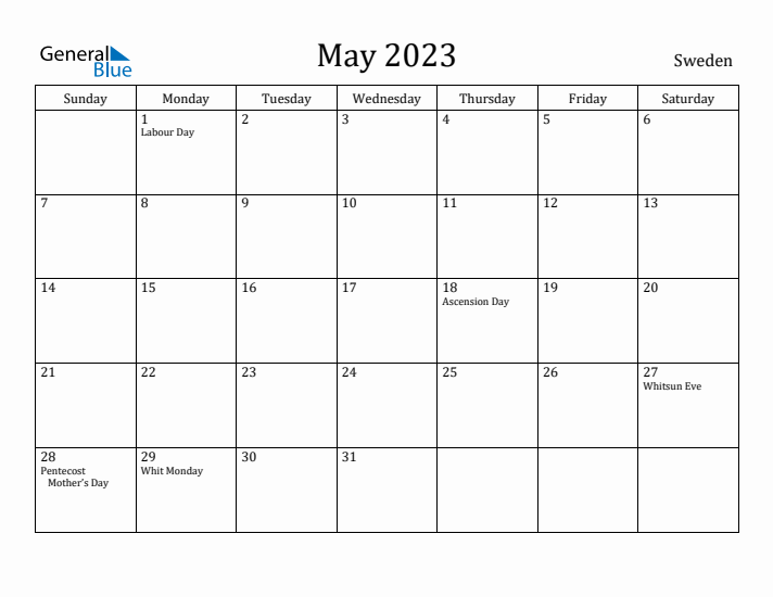 May 2023 Calendar Sweden
