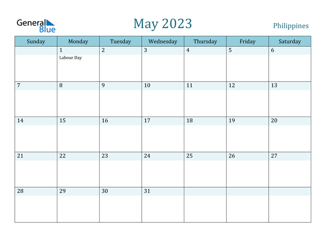 2023 Calendar Philippines Printable May 2023 Calendar With Philippines Holidays