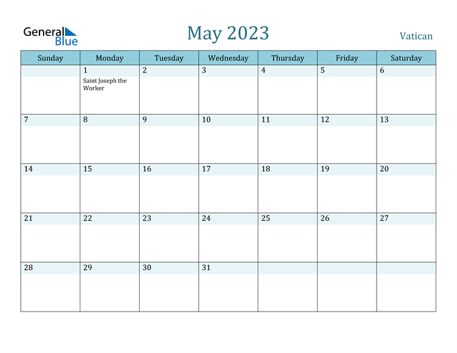 May 2023 Calendar with Holidays in PDF, Word, and Excel