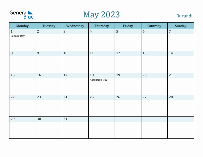 May 2023 Calendar with Holidays