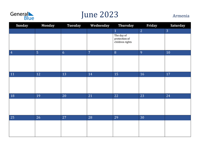 June 2023 Armenia Calendar