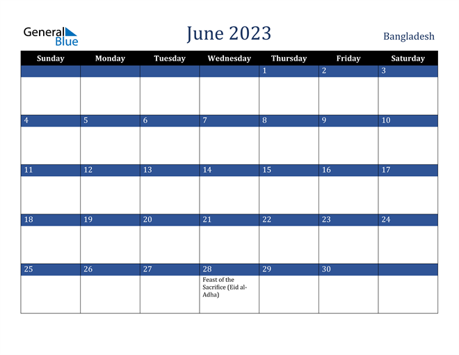 June 2023 Bangladesh Calendar