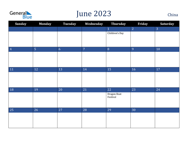 June 2023 China Calendar