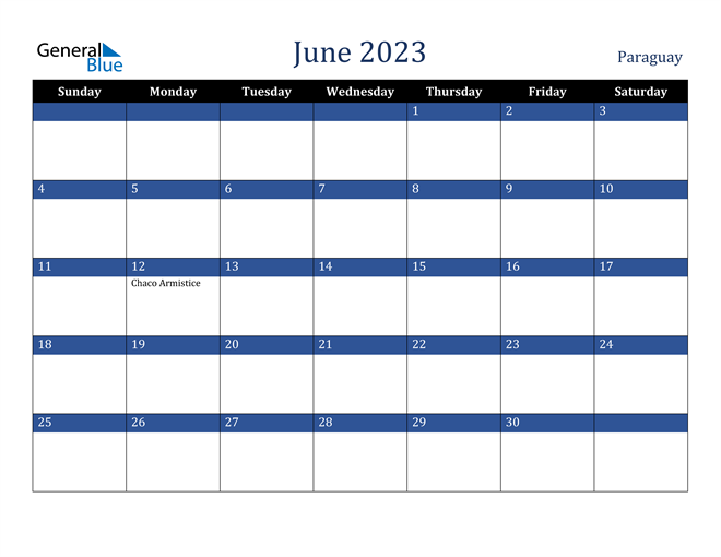 June 2023 Paraguay Calendar