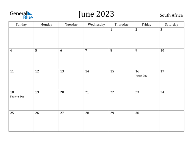 June 2023 Calendar South Africa Get Calendar 2023 Update