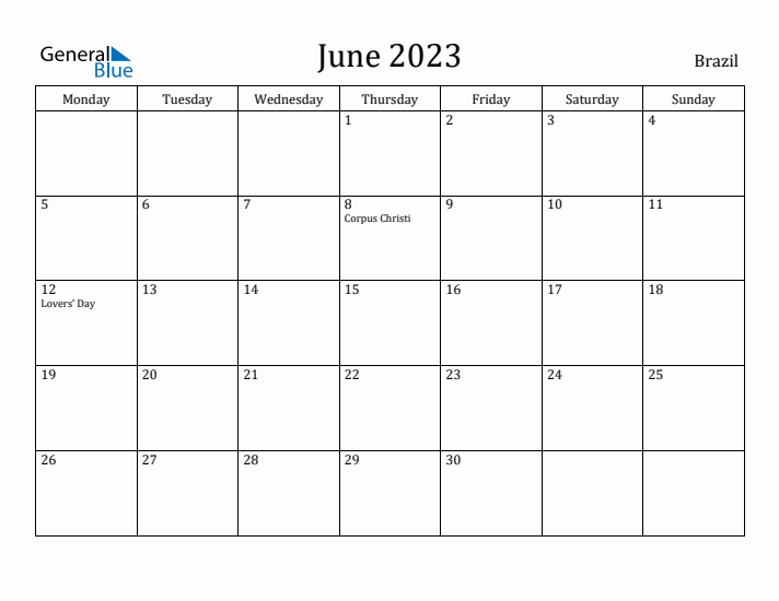 June 2023 Calendar Brazil