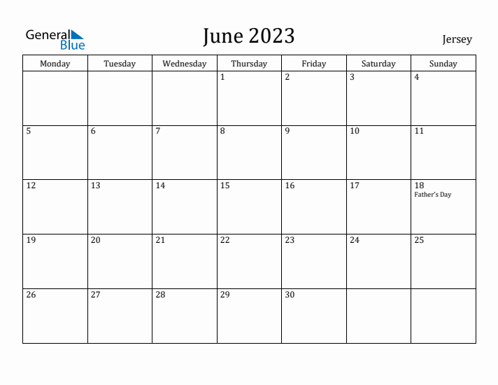 June 2023 Calendar Jersey